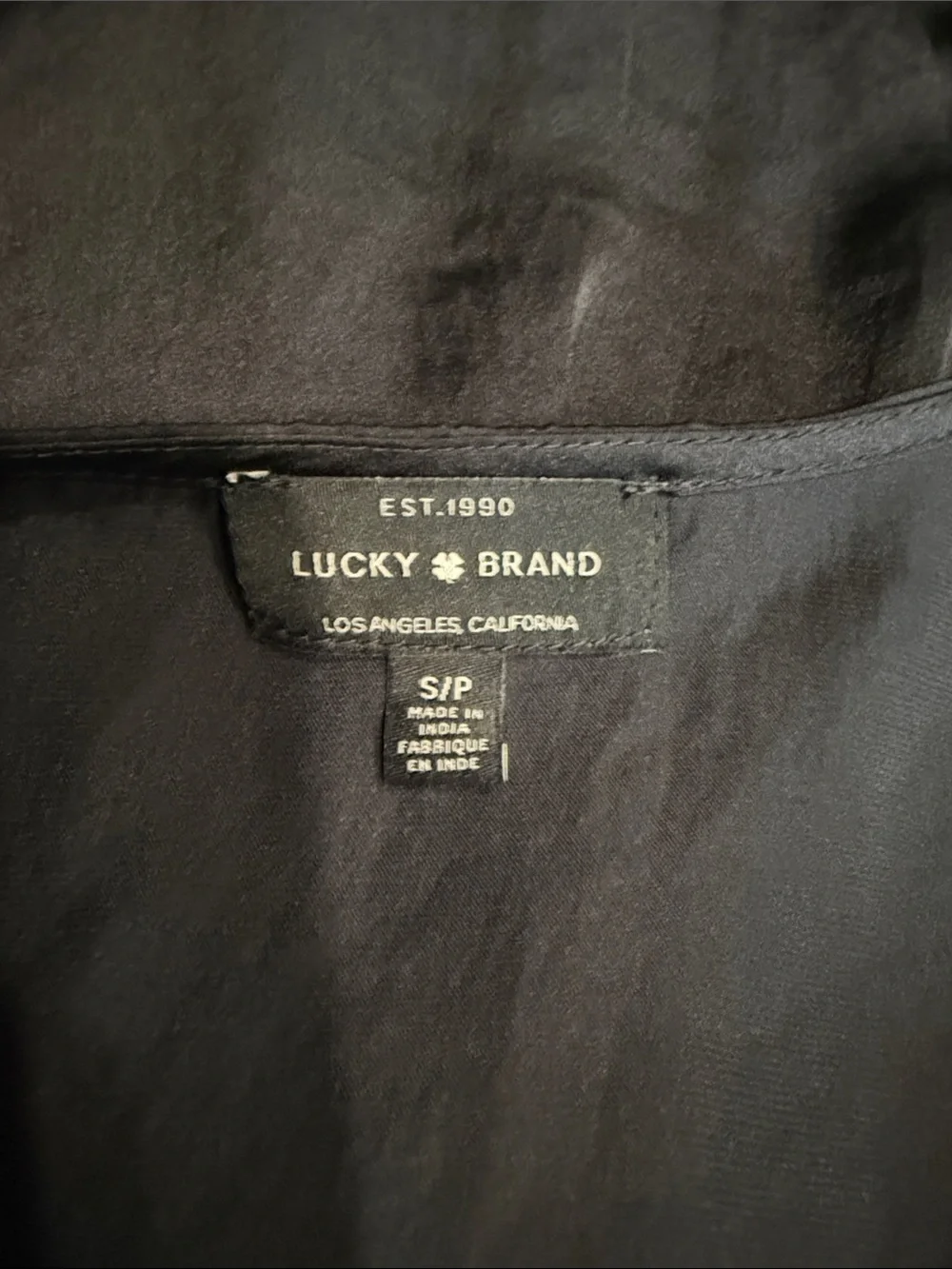 Lucky Brand Navy Wrap-Front Short Sleeve Blouse